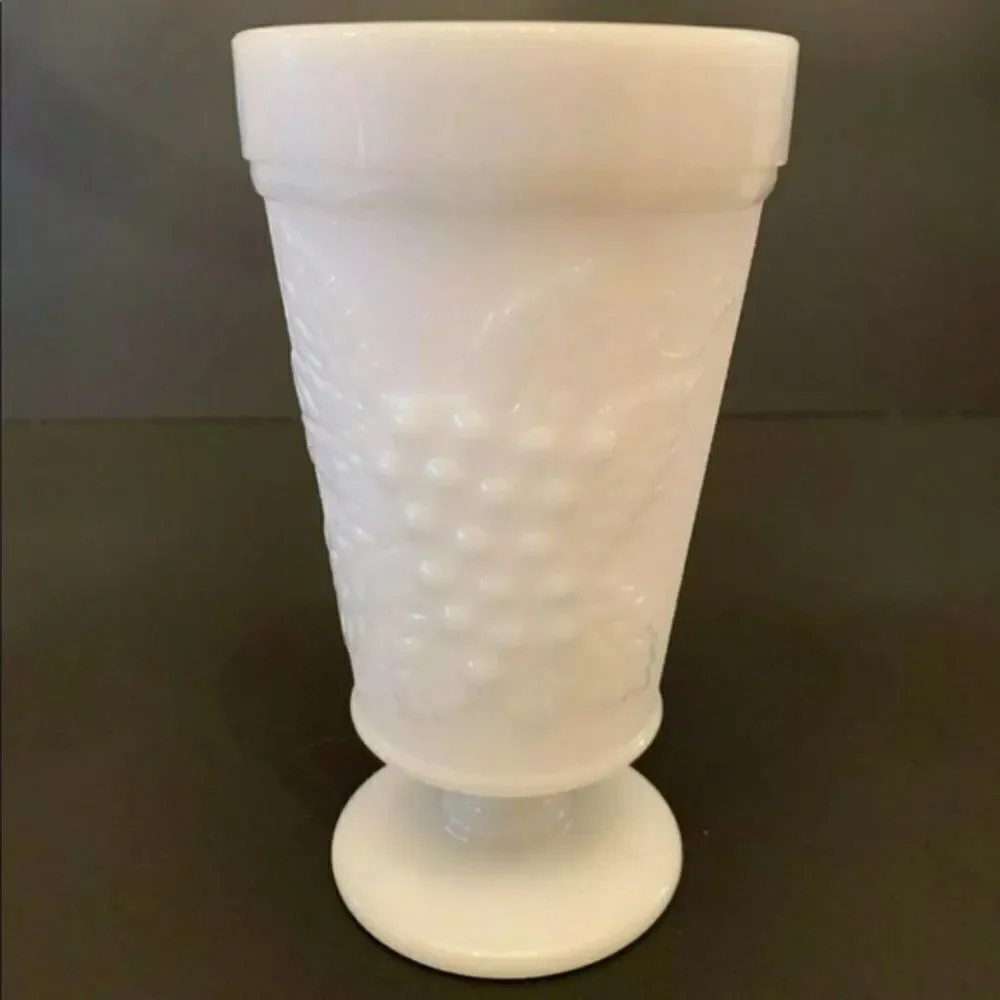 Vintage Milk Glass Footed Drinking Parfait Glasses - Set of 2